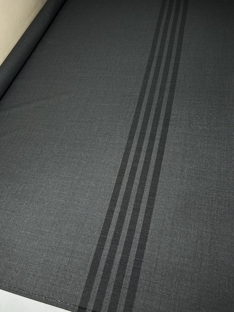 Wool Twill Gray Striped Suiting Fabric