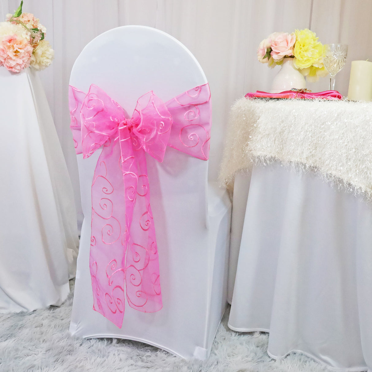 Embroidered Organza Chair Sash
