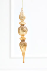 11" Champagne Mercury Glass Finial Ornament