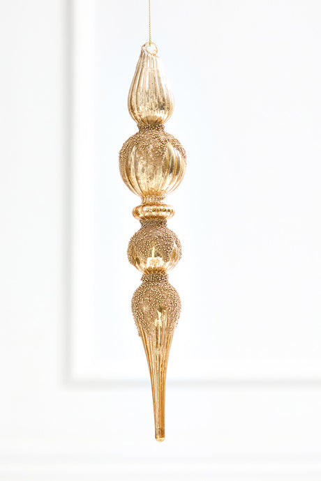 11" Champagne Mercury Glass Finial Ornament