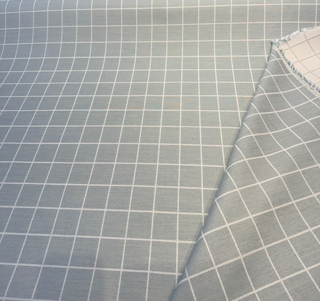 Boxi Spa Acrylic Fabric - Spa Blue With Ivory Lines, 54" Width (1 Yard)