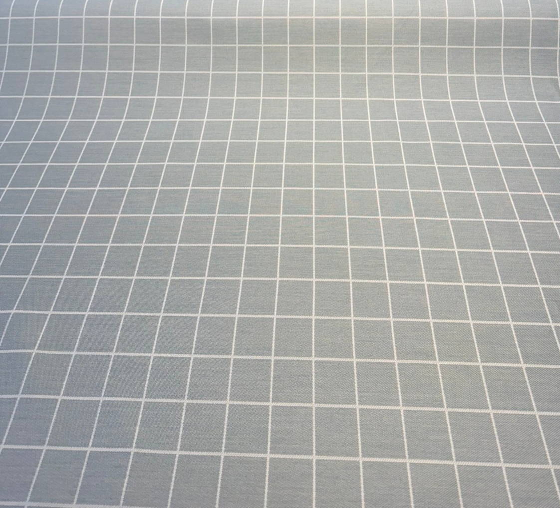 Boxi Spa Acrylic Fabric - Spa Blue With Ivory Lines, 54" Width (1 Yard)