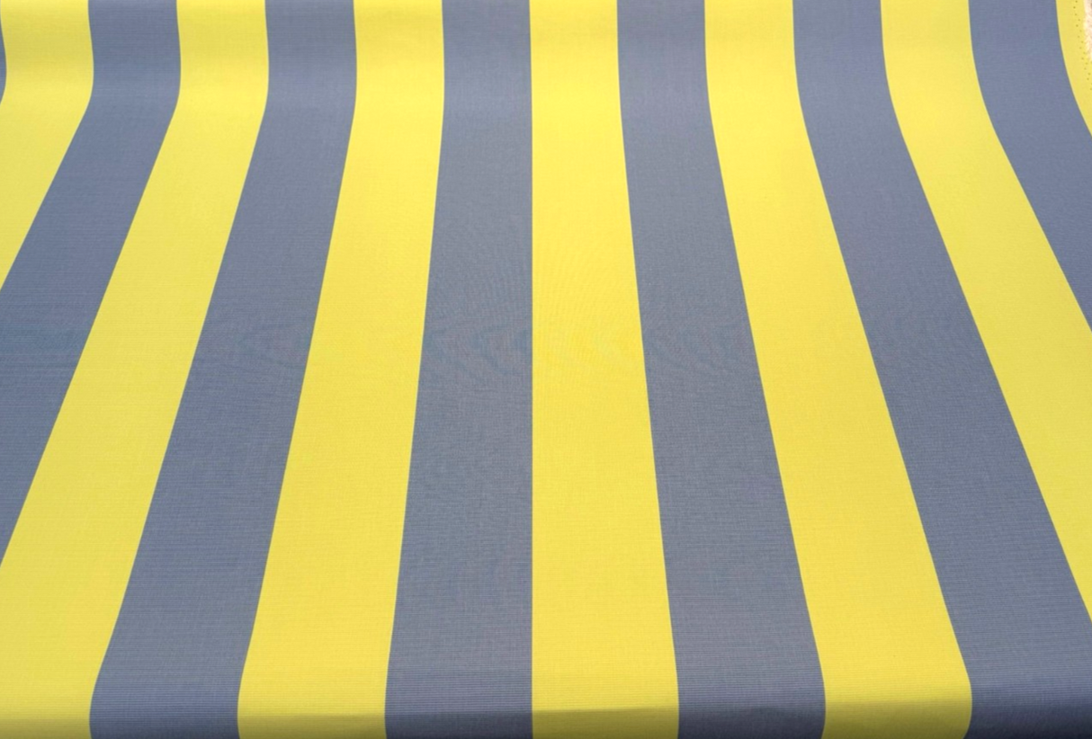 Sunbrella Explorer Stripe Acrylic Fabric - Limeade And Air Blue Horizontal Stripe, 54" Width (1 Yard)