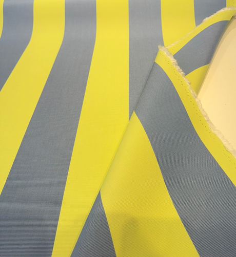 Sunbrella Explorer Stripe Acrylic Fabric - Limeade And Air Blue Horizontal Stripe, 54" Width (1 Yard)