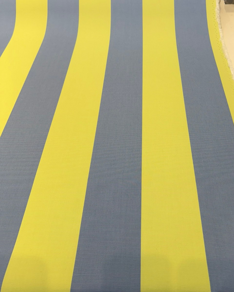 Sunbrella Explorer Stripe Acrylic Fabric - Limeade And Air Blue Horizontal Stripe, 54" Width (1 Yard)
