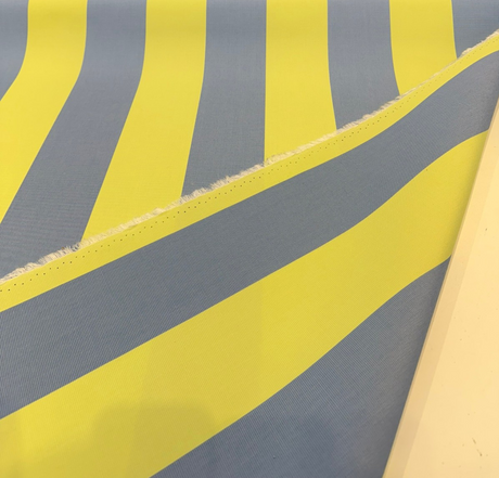 Sunbrella Explorer Stripe Acrylic Fabric - Limeade And Air Blue Horizontal Stripe, 54" Width (1 Yard)