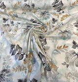 Light Hearted Cotton Fabric - Spa Blue Watercolor Floral, 54" Width, 27" Vertical Repeat (1 Yard)
