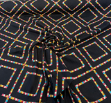 Waverly Beaded Lattice Embroidered Cotton Fabric - Jewel Black Multicolor Diamond Lattice, 55" Width (By The Yard)