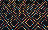 Waverly Beaded Lattice Embroidered Cotton Fabric - Jewel Black Multicolor Diamond Lattice, 55" Width (By The Yard)