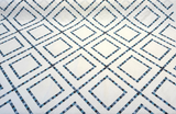 Beaded Lattice Porcelain Blue Emb 410512 Embroidered Cotton Fabric - Porcelain Blue, Diamond Trellis, 55" Width (1 Yard)