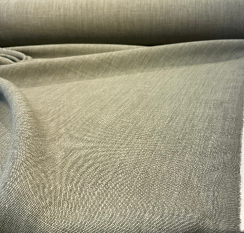 Nelen & Delbeke Belgian Linen Lino Belgian Linen Fabric - Willow Green, Textured Weave, 59" Width (By The Yard)