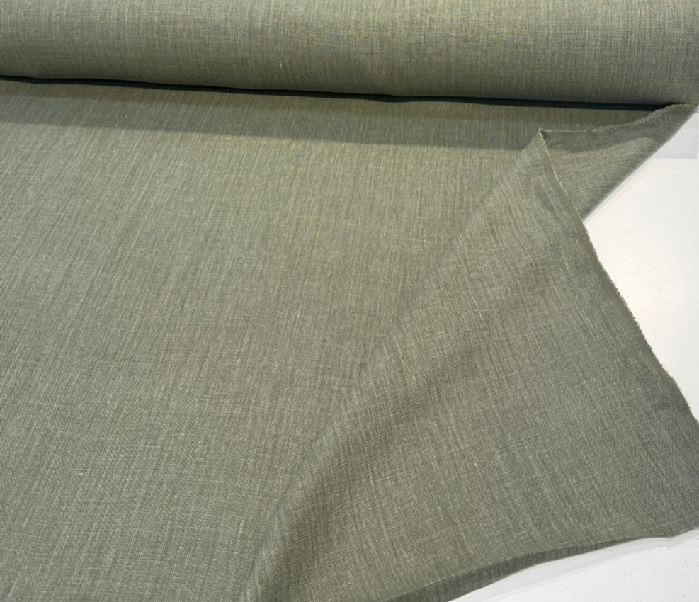 Nelen & Delbeke Belgian Linen Lino Belgian Linen Fabric - Willow Green, Textured Weave, 59" Width (By The Yard)