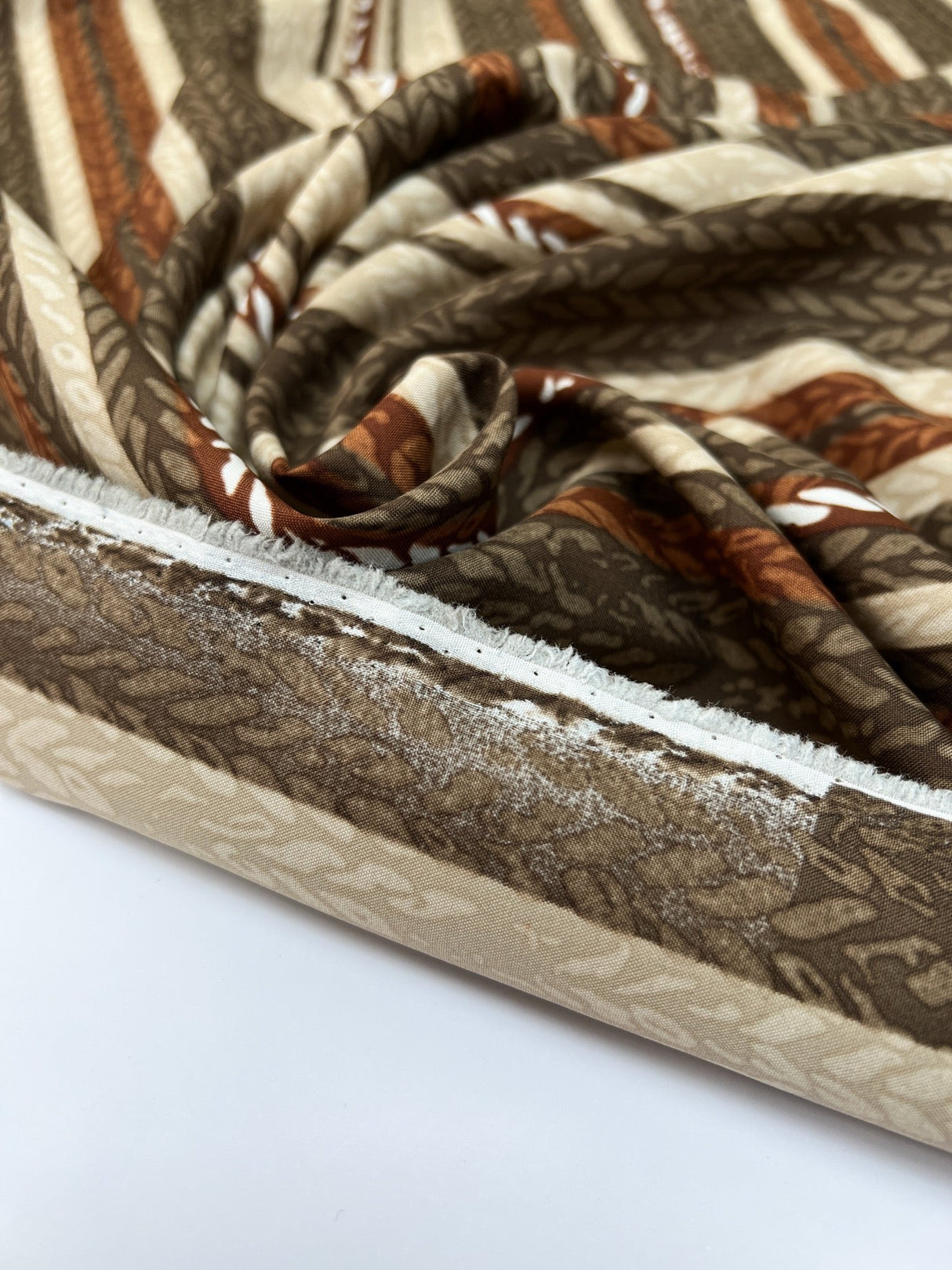 Polyamide Striped Fabric Brown Beige