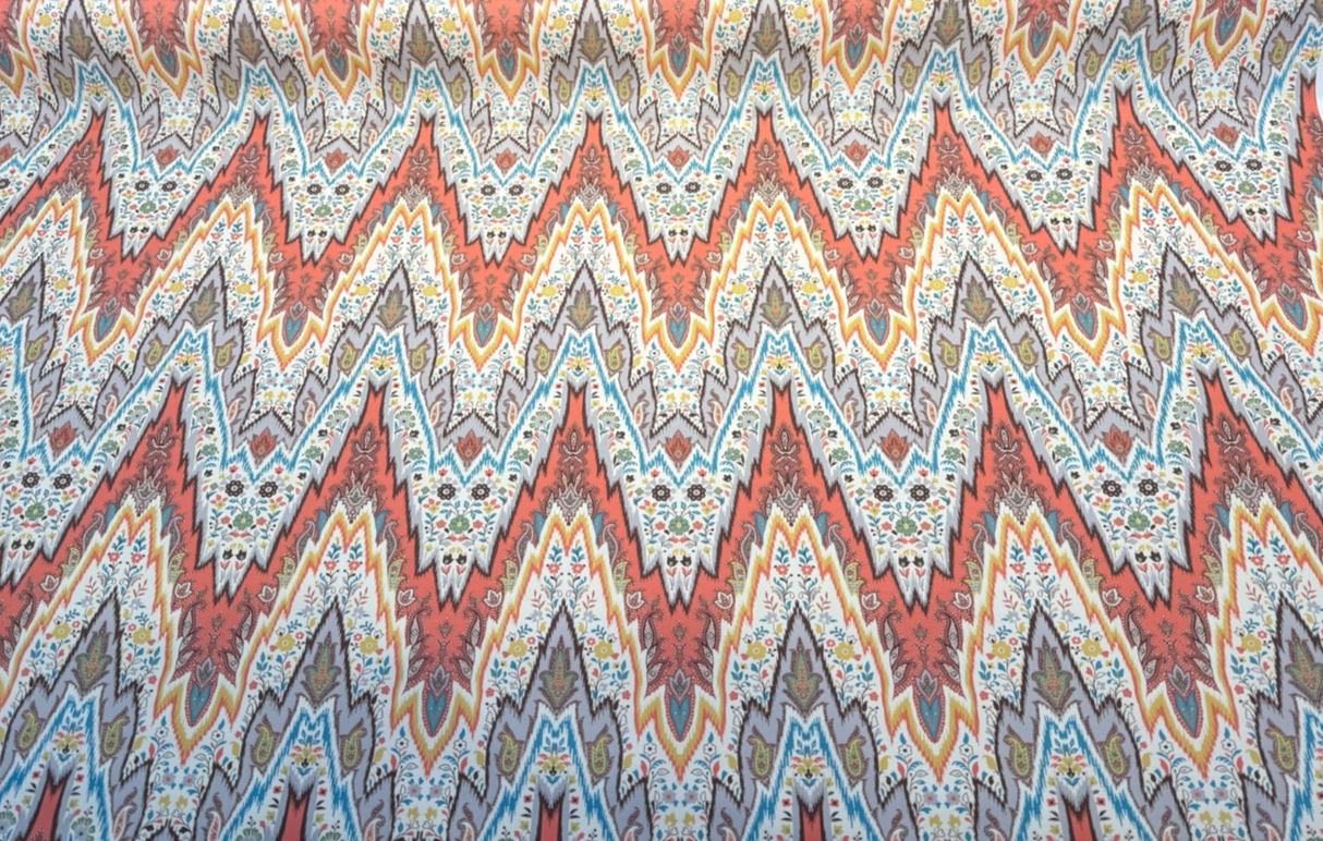 Bray Flamestitch Nectar Cotton Fabric - Nectar Flamestitch, 54" Width (1 Yard)