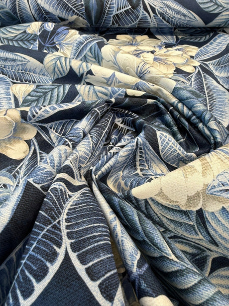 Tommy Bahama Darwin Flora Midnight Blue Cotton Fabric - Tropical Floral Print, 54" Width (1 Yard)