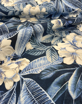 Tommy Bahama Darwin Flora Midnight Blue Cotton Fabric - Tropical Floral Print, 54" Width (1 Yard)
