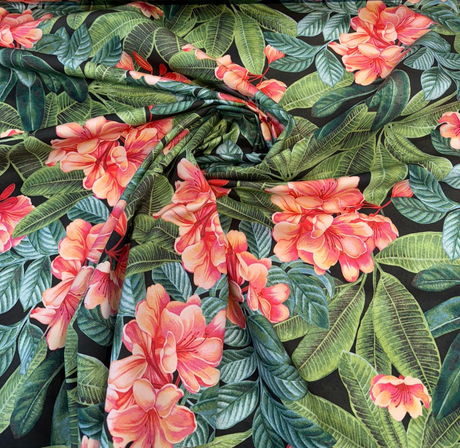 Tommy Bahama Darwin Flora Noir 100 Percent Cotton Fabric - Black Tropical Floral Botanical, 54" Width (By The Yard)