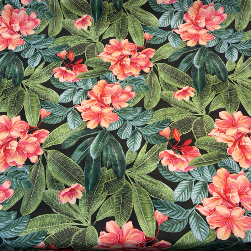 Tommy Bahama Darwin Flora Noir 100 Percent Cotton Fabric - Black Tropical Floral Botanical, 54" Width (By The Yard)
