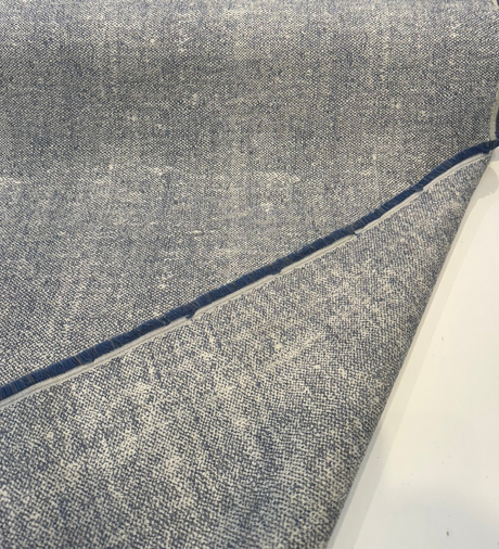 Chartres Storm Blue Sunbrella Acrylic Fabric - Storm Blue, Heathered Linen-Look Texture, 49" Width (1 Yard)