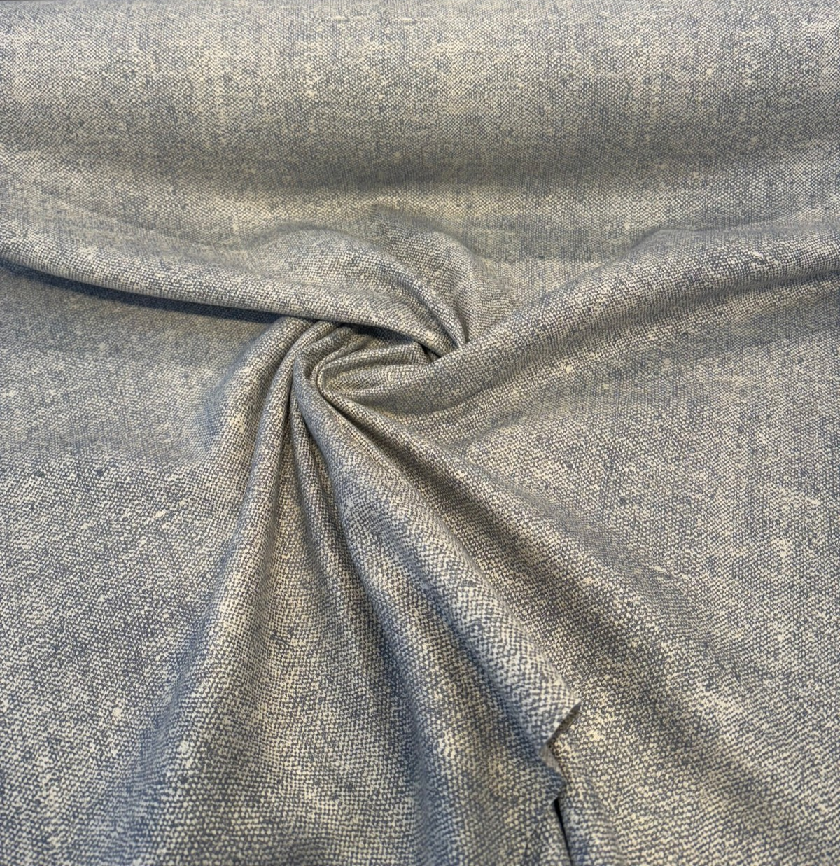 Chartres Storm Blue Sunbrella Acrylic Fabric - Storm Blue, Heathered Linen-Look Texture, 49" Width (1 Yard)