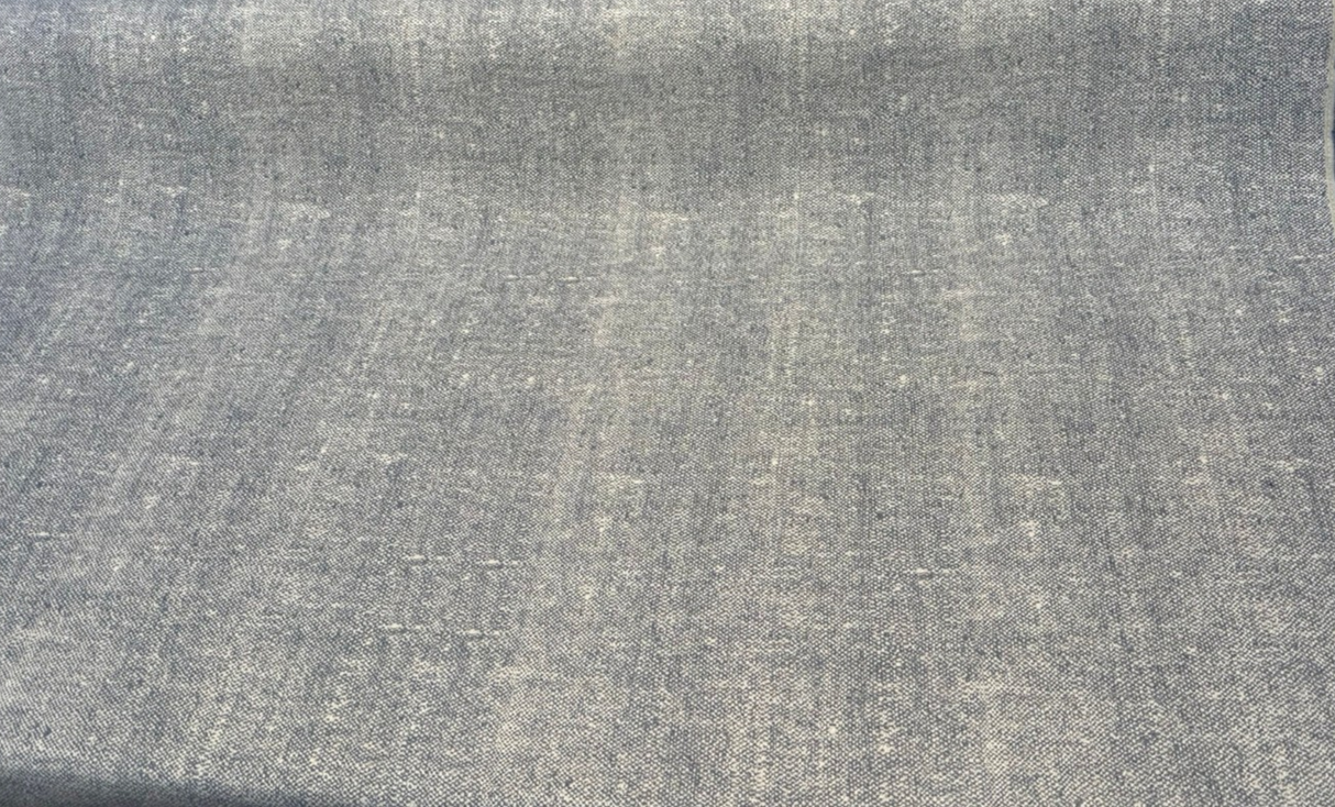 Chartres Storm Blue Sunbrella Acrylic Fabric - Storm Blue, Heathered Linen-Look Texture, 49" Width (1 Yard)