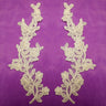 1 Pair Beaded & Corded Floral Lace Applique Embroidered on 100% Polyester Mesh 10" x 3" Each Side