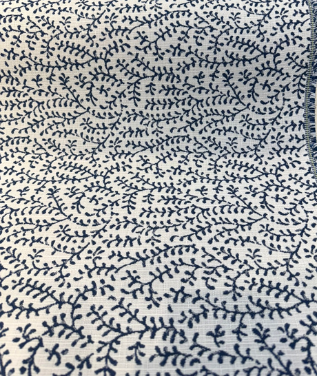 Sunbrella Eberly Acrylic Fabric - Peacock Blue Botanical Reversible, 54" Width, 146266-0003 (1 Yard)