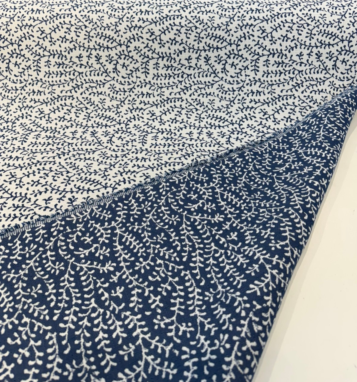 Sunbrella Eberly Acrylic Fabric - Peacock Blue Botanical Reversible, 54" Width, 146266-0003 (1 Yard)