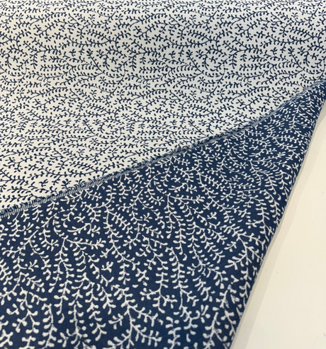 Sunbrella Eberly Acrylic Fabric - Peacock Blue Botanical Reversible, 54" Width, 146266-0003 (1 Yard)