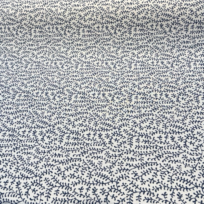 Sunbrella Eberly Acrylic Fabric - Peacock Blue Botanical Reversible, 54" Width, 146266-0003 (1 Yard)