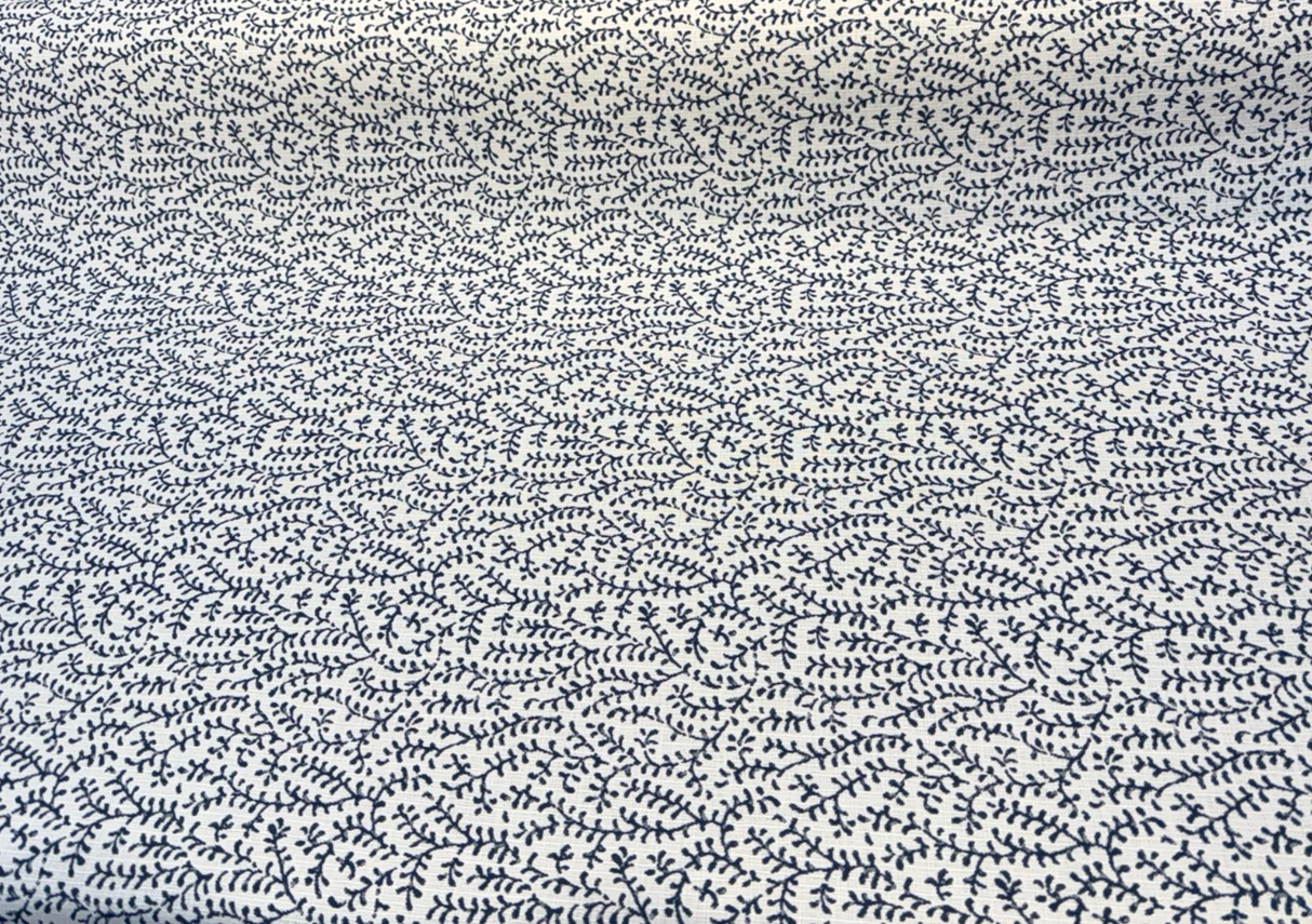 Sunbrella Eberly Acrylic Fabric - Peacock Blue Botanical Reversible, 54" Width, 146266-0003 (1 Yard)