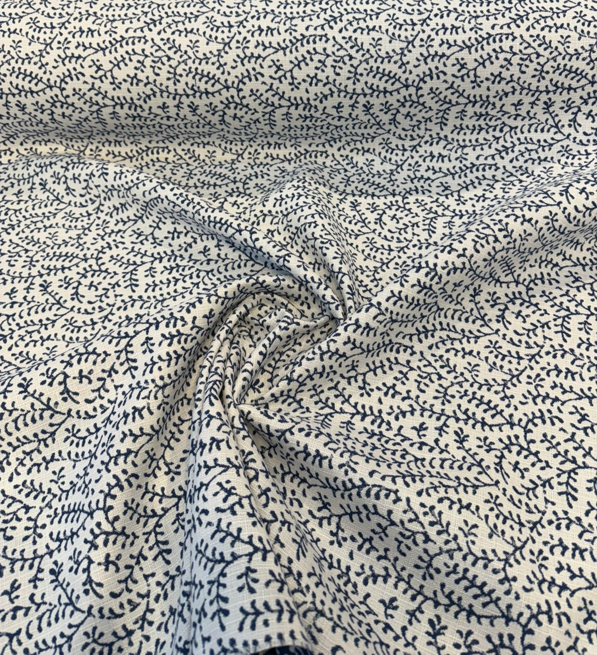 Sunbrella Eberly Acrylic Fabric - Peacock Blue Botanical Reversible, 54" Width, 146266-0003 (1 Yard)