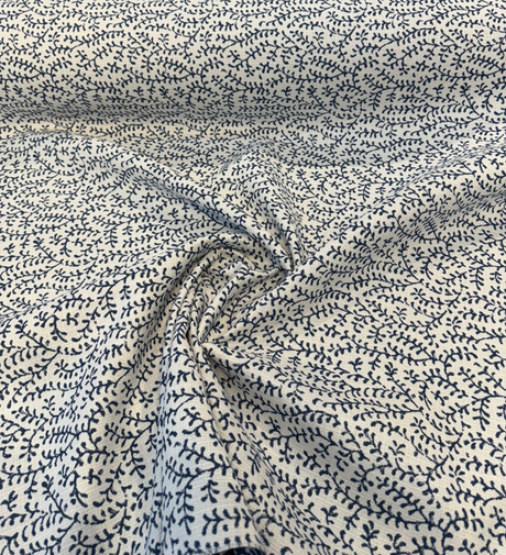 Sunbrella Eberly Acrylic Fabric - Peacock Blue Botanical Reversible, 54" Width, 146266-0003 (1 Yard)