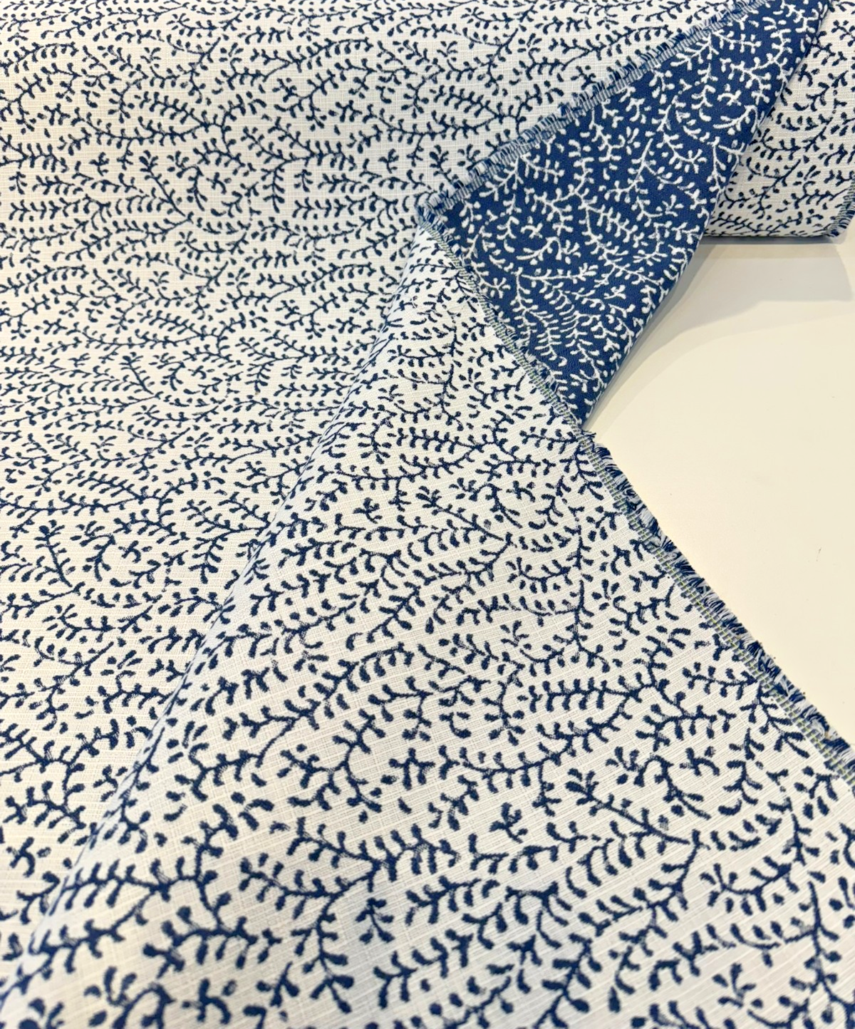 Sunbrella Eberly Acrylic Fabric - Peacock Blue Botanical Reversible, 54" Width, 146266-0003 (1 Yard)