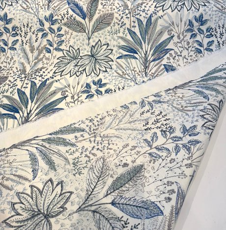 Waverly Amazonia Emb Lagoon Blue Green Floral Embroidered Fabric - Lagoon Blue Green Floral Embroidery, 54" Width (By The Yard)