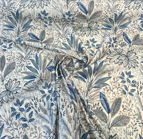 Waverly Amazonia Emb Lagoon Blue Green Floral Embroidered Fabric - Lagoon Blue Green Floral Embroidery, 54" Width (By The Yard)