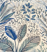 Waverly Amazonia Emb Lagoon Blue Green Floral Embroidered Fabric - Lagoon Blue Green Floral Embroidery, 54" Width (By The Yard)