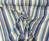 Malabar Stripe Lagoon Blue Cotton Fabric - Sea Green, Shell White, Ocean Blue, Sky Blue, Navy, Stormy Blue Vertical Stripes, 54" Width (1 Yard)