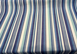 Malabar Stripe Lagoon Blue Cotton Fabric - Sea Green, Shell White, Ocean Blue, Sky Blue, Navy, Stormy Blue Vertical Stripes, 54" Width (1 Yard)
