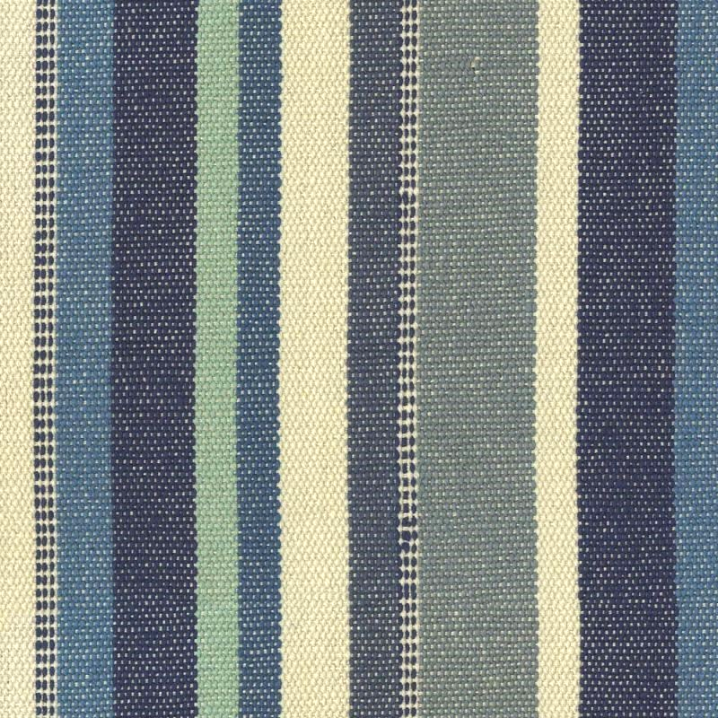 Malabar Stripe Lagoon Blue Cotton Fabric - Sea Green, Shell White, Ocean Blue, Sky Blue, Navy, Stormy Blue Vertical Stripes, 54" Width (1 Yard)