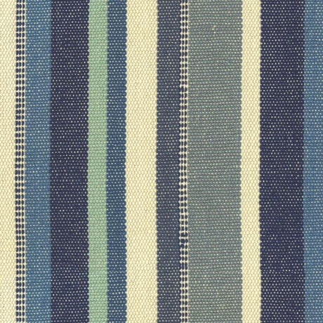 Malabar Stripe Lagoon Blue Cotton Fabric - Sea Green, Shell White, Ocean Blue, Sky Blue, Navy, Stormy Blue Vertical Stripes, 54" Width (1 Yard)