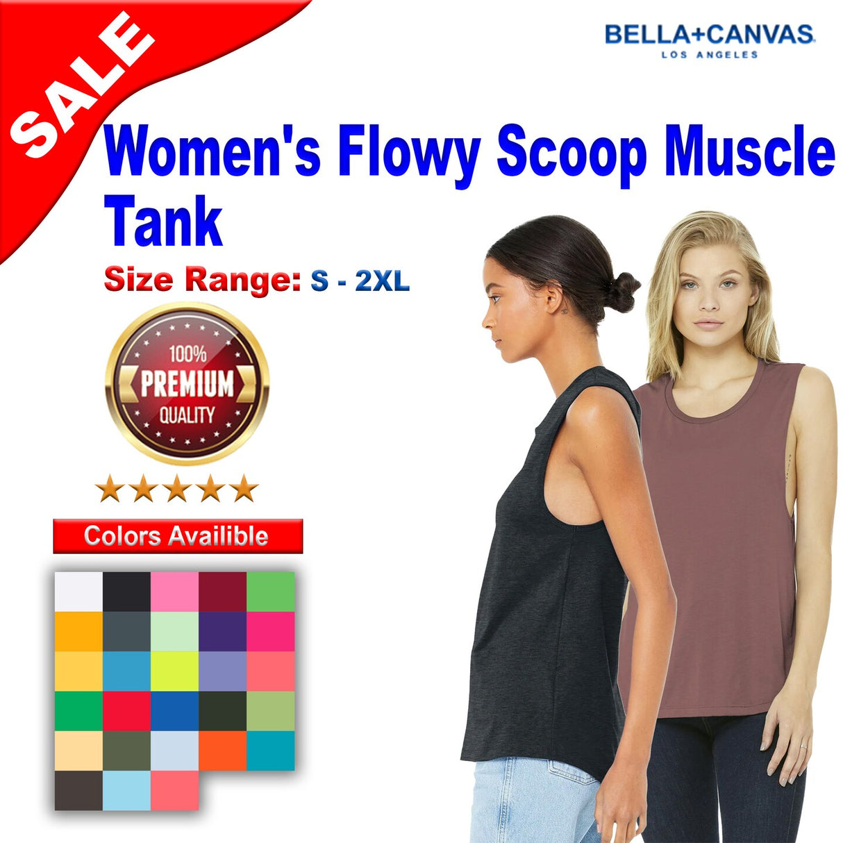 BELLA + CANVAS® Women's Flowy Scoop Muscle Tank - 8803