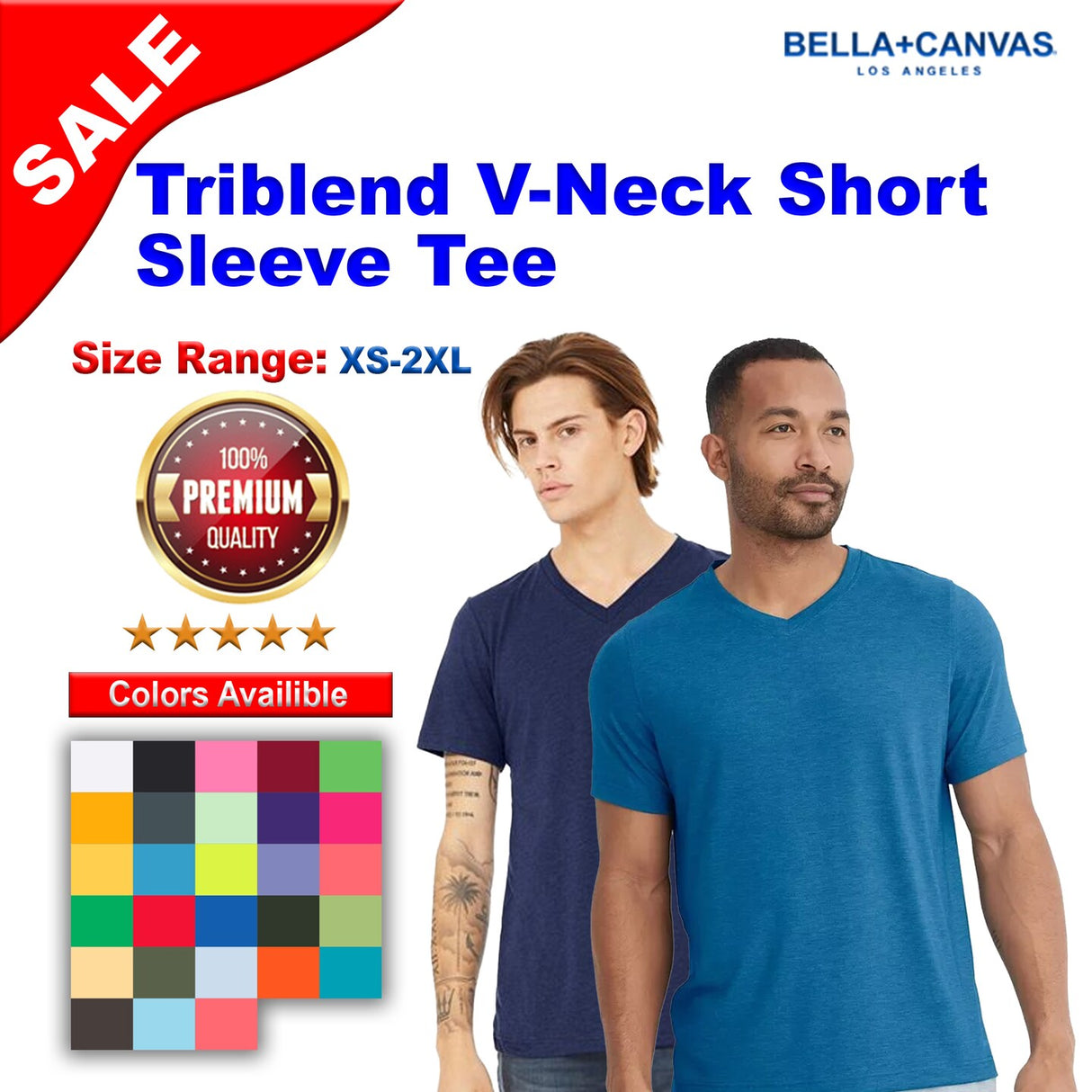 BELLA + CANVAS® Triblend V-Neck Short Sleeve Tee