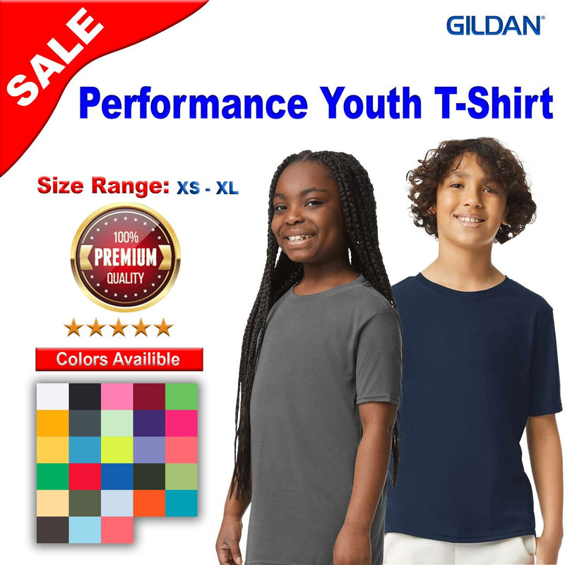 GildanÂ® Performance Youth Short Sleeve Crew Neck T-Shirt