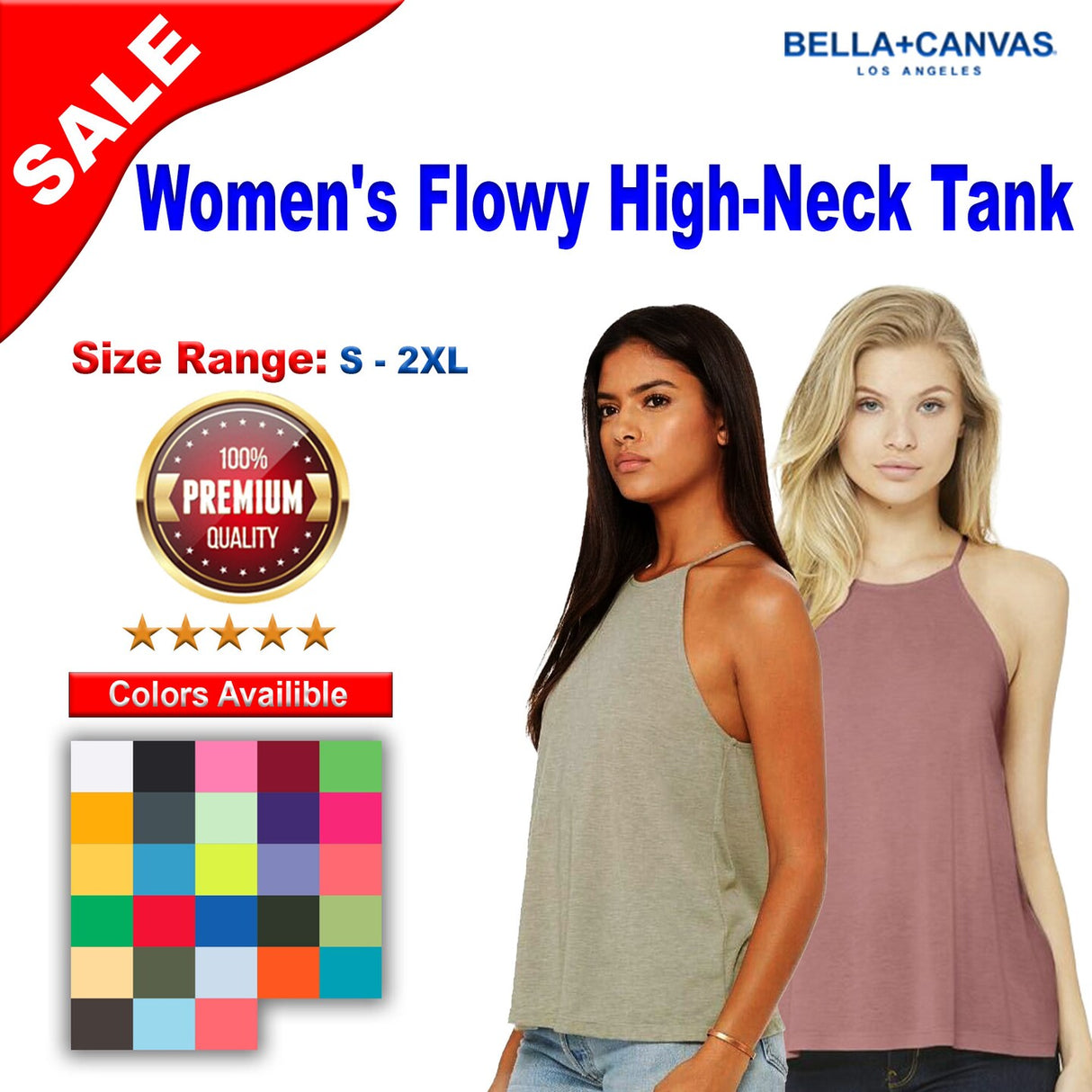 BELLA + CANVAS® Women's Flowy High-Neck Tank