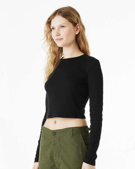 BELLA + CANVASÂ Women's Micro Rib Boat Long Sleeve Baby Tee - S
