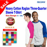 Gildan® Heavy Cotton Raglan Crewneck Three Quarter Sleeve T-Shirt
