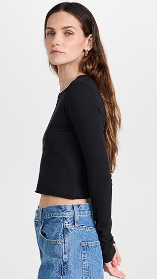 BELLA + CANVASÂ Women's Micro Rib Boat Long Sleeve Baby Tee - S