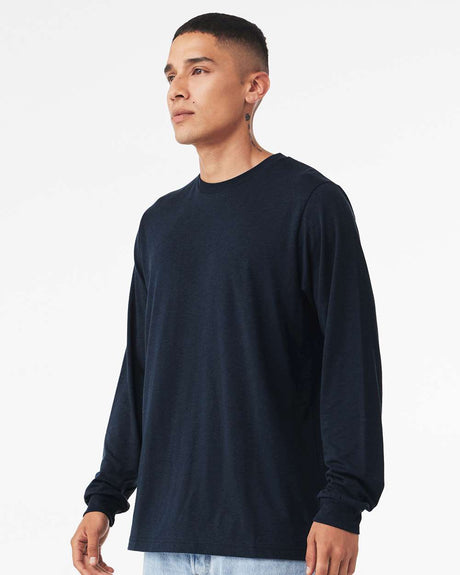 BELLA + CANVAS Unisex Triblend Long Sleeve Crewneck Tee in Brick Triblend