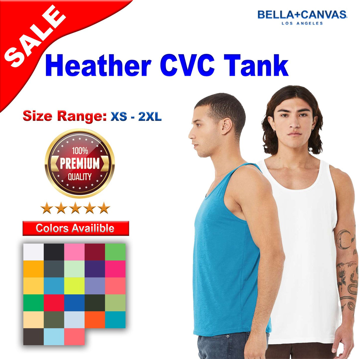 BELLA + CANVAS® Heather CVC Crew Neck Tank Top - 3480CVC